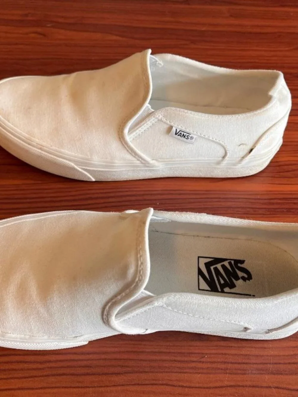 Vans Classic Slip On Shoes Womens 7.5 White Off The Wall Canvas Low Sneakers